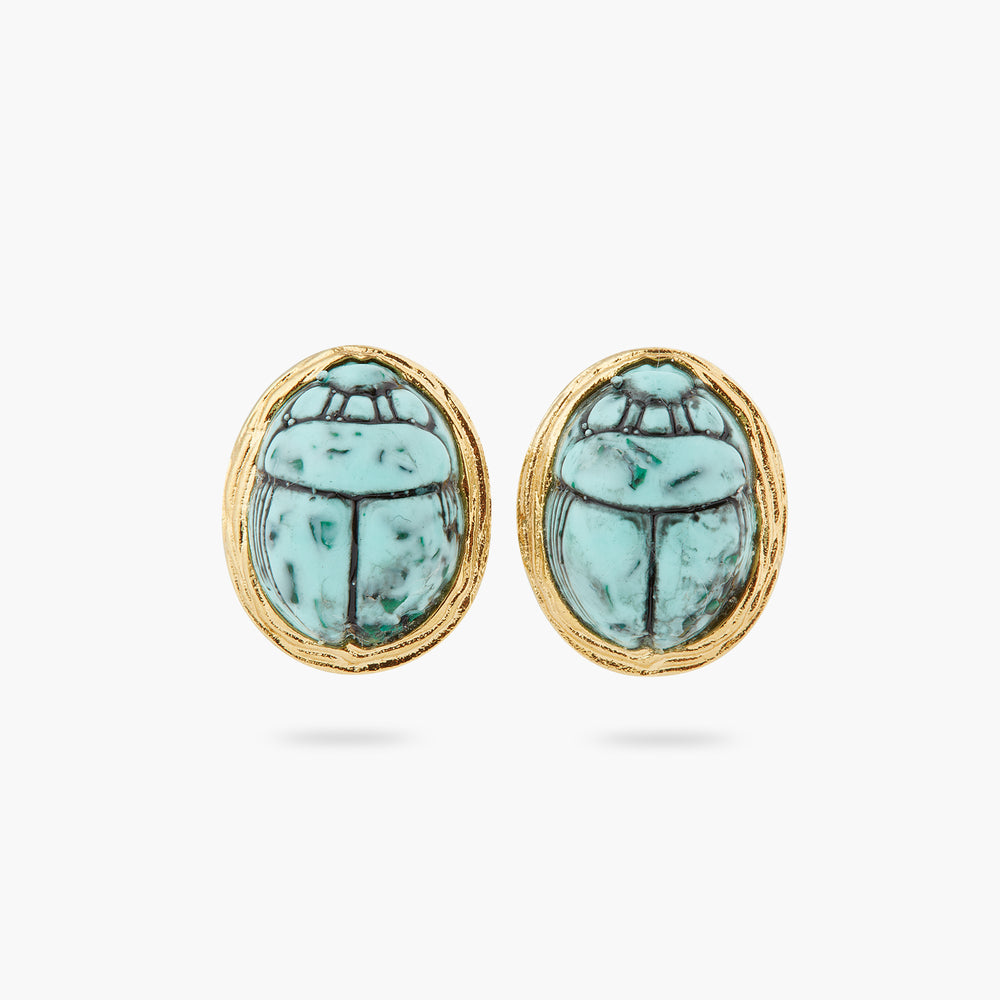 Turquoise Scarab Beetle Clip-On Earrings