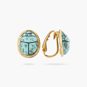 Turquoise Scarab Beetle Clip-On Earrings