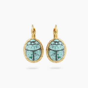 Turquoise Scarab Beetle Sleeper Earrings