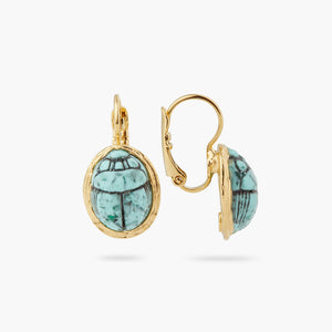 Turquoise Scarab Beetle Sleeper Earrings