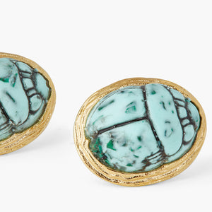 Turquoise Scarab Beetle Sleeper Earrings