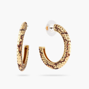 Snakeskin Post Hoop Earrings