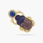 Sacred Egyptian Blue Scarab Beetle Brooch