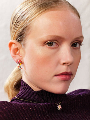 Double Stone, Flowers and Koi Fish Clip-on Earrings