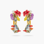 Double Stone, Flowers and Koi Fish Clip-on Earrings