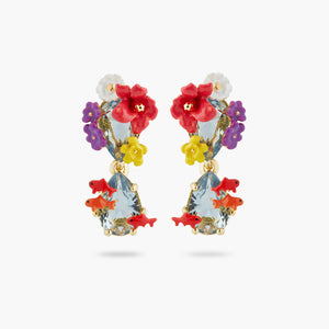 
            
                Load image into Gallery viewer, Double Stone, Flowers and Koi Fish Post Earrings
            
        
