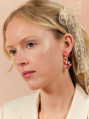 Kingfisher and Plum Blossom Post Earrings