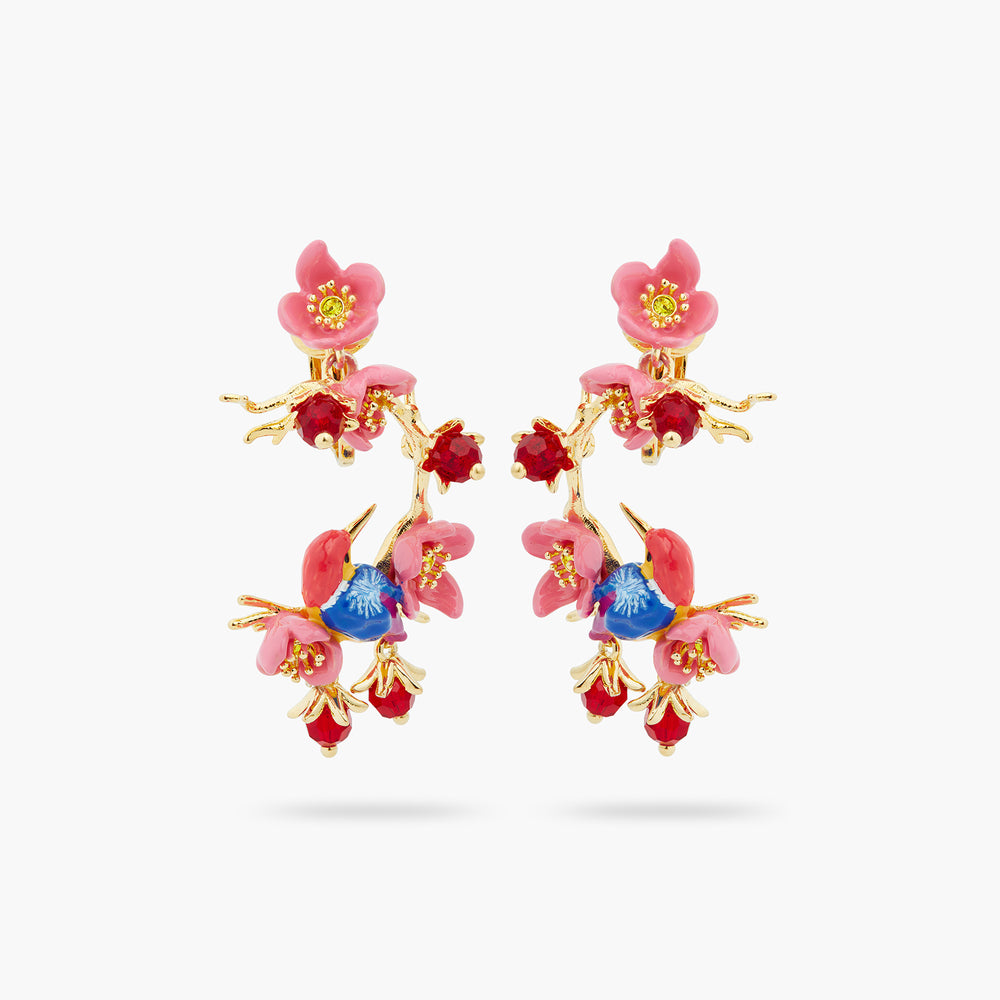 Kingfisher and Plum Blossom Clip-On Earrings