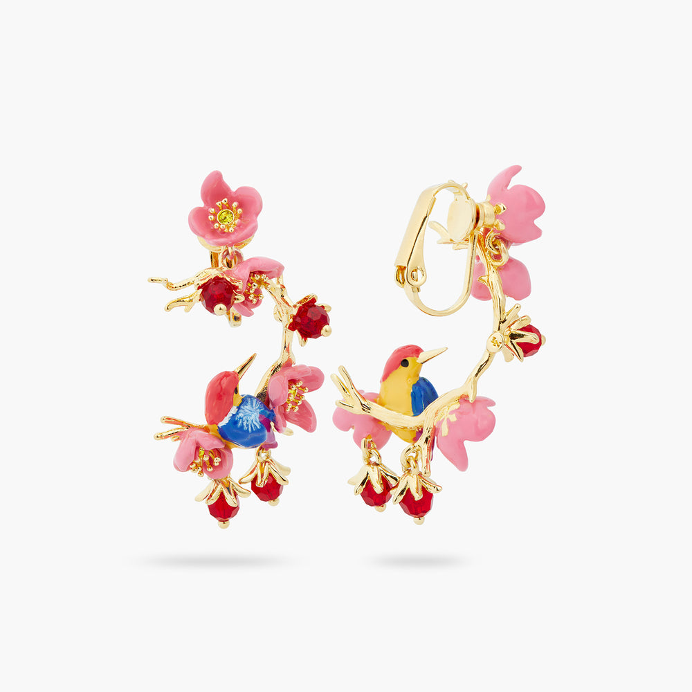Kingfisher and Plum Blossom Clip-On Earrings
