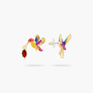 Kingfisher and Red Stone Post Earrings