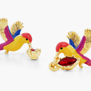 Kingfisher and Red Stone Post Earrings