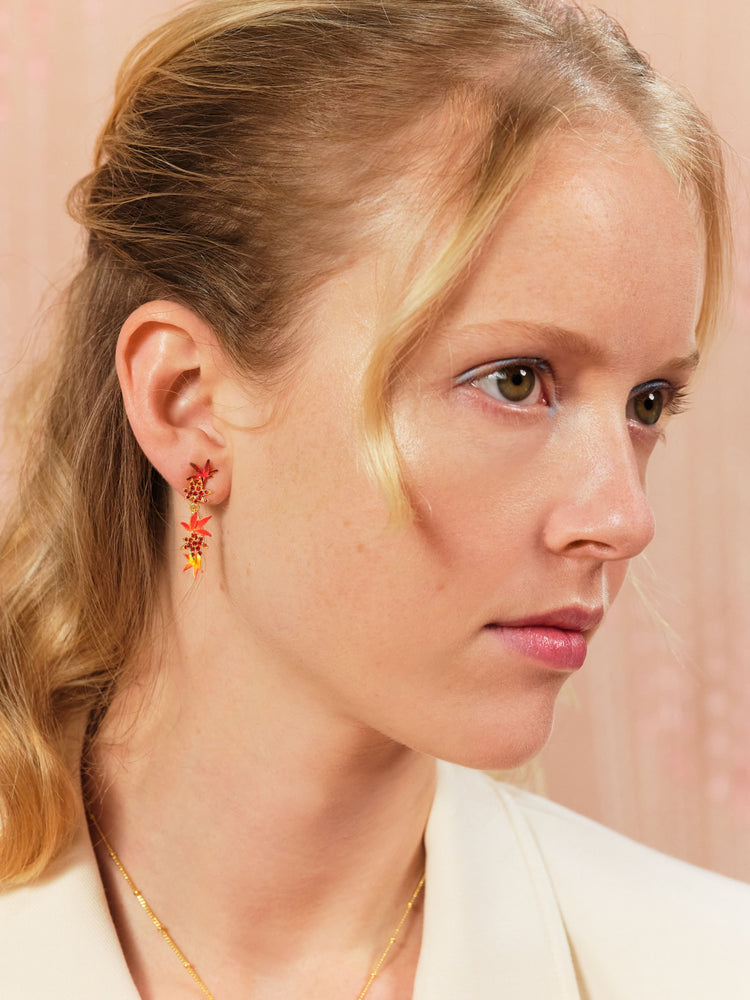 Maple Leaf Dangling Post Earrings