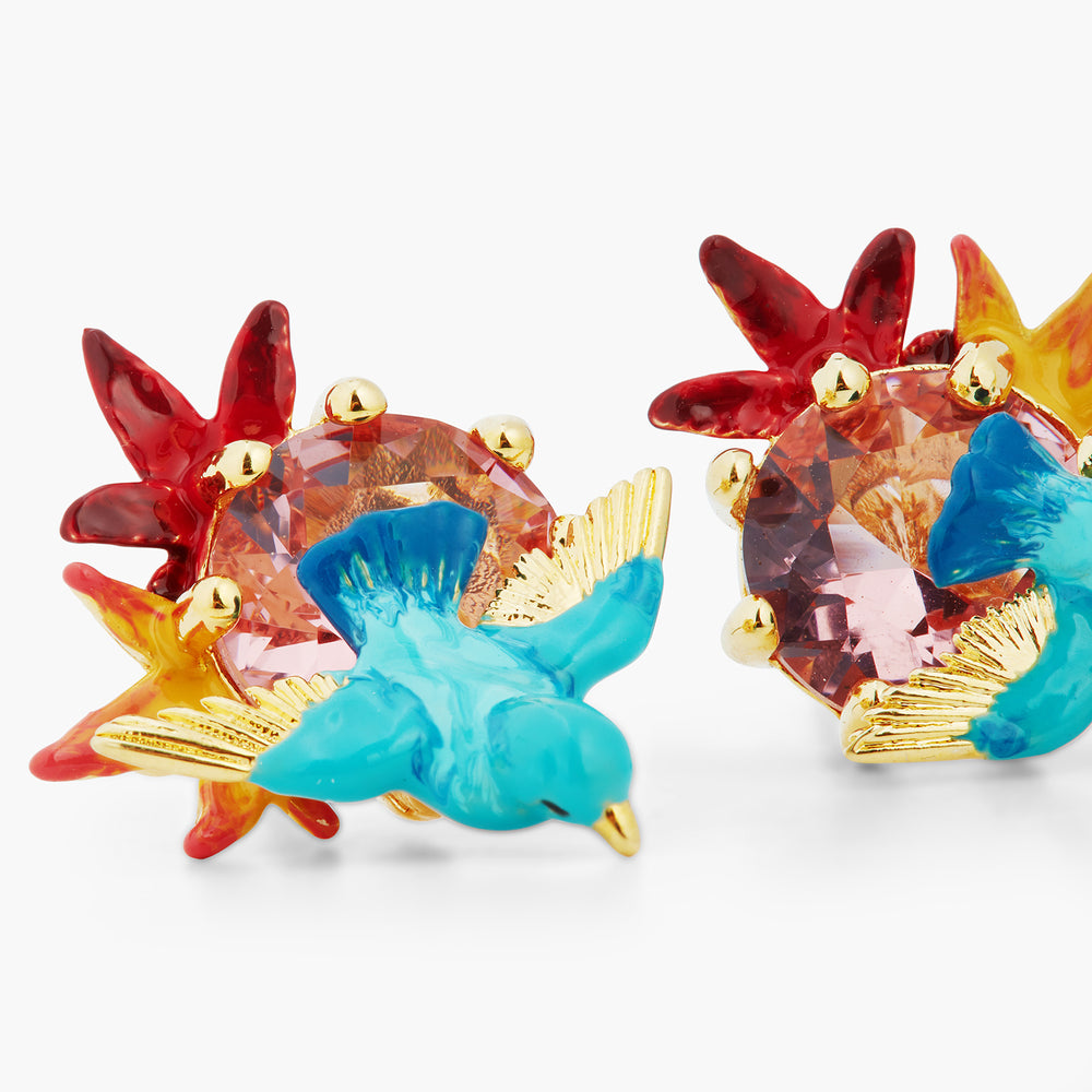
            
                Load image into Gallery viewer, Kingfisher, Maple Leaf and Stone Sleeper Earrings
            
        