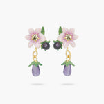 Aubergine and Flower Post Earrings