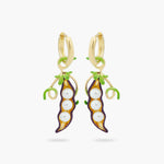 Peas and Mother-of-Pearl Hoop Post Earrings