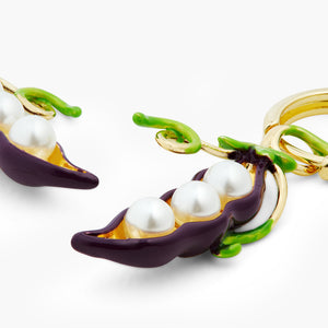 Peas and Mother-of-Pearl Hoop Post Earrings