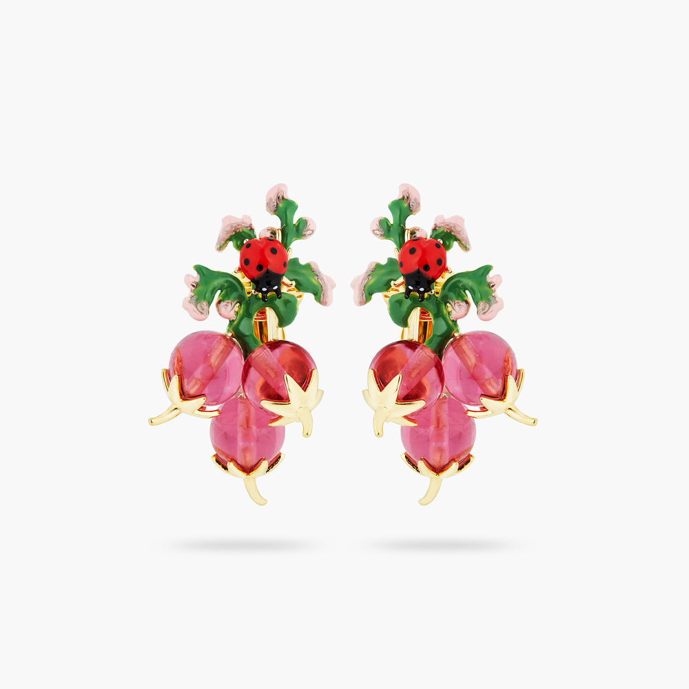 Radish and Ladybird Clip-On Earrings