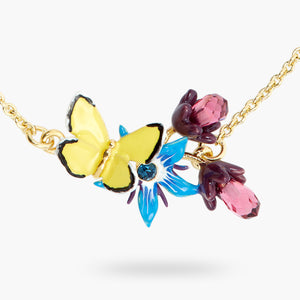 Blue Flower and Yellow Butterfly Fine Bracelet