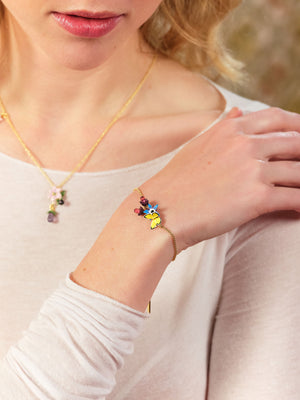 Blue Flower and Yellow Butterfly Fine Bracelet