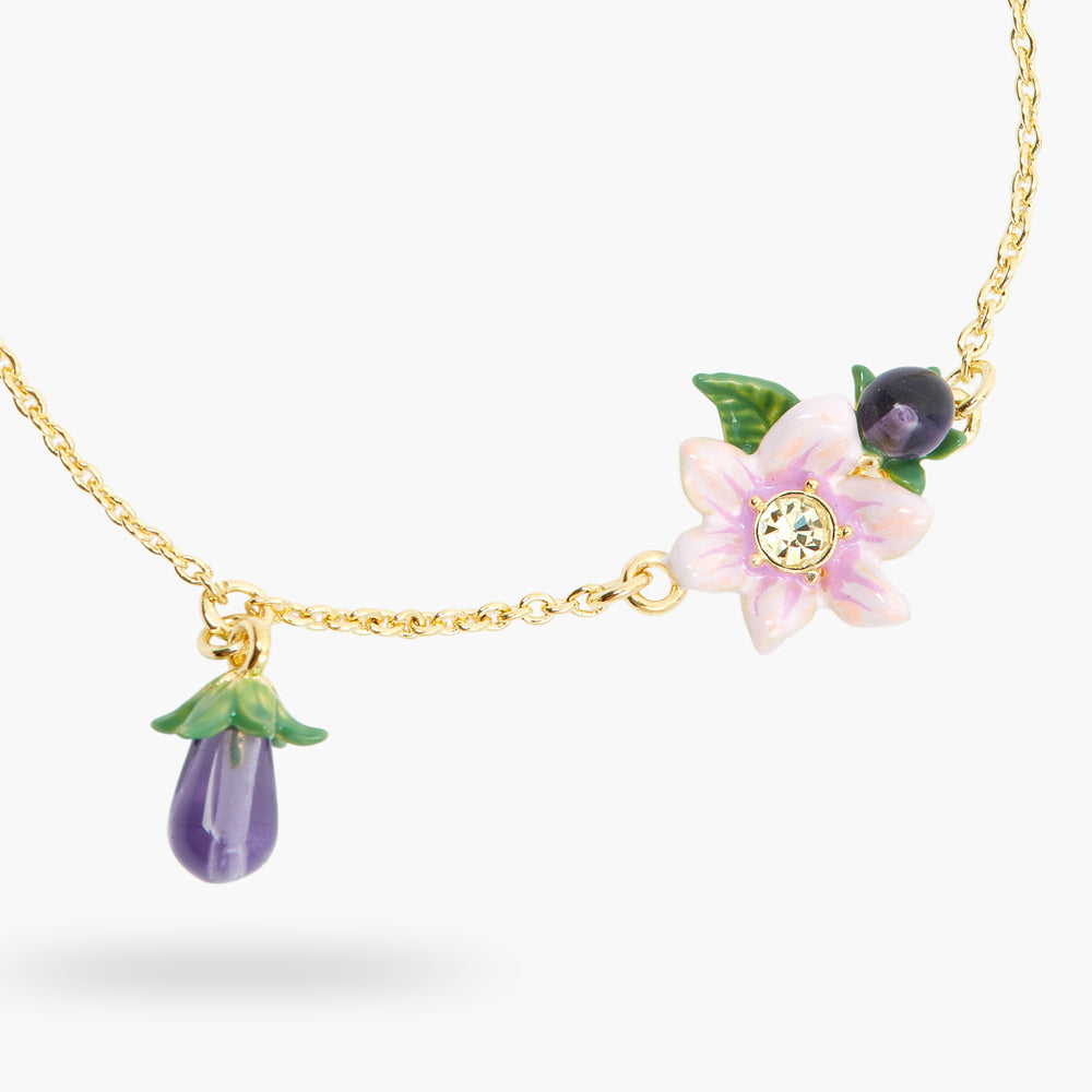 Aubergine Pink Flower Fine Bracelet