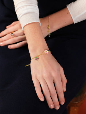 Aubergine Pink Flower Fine Bracelet