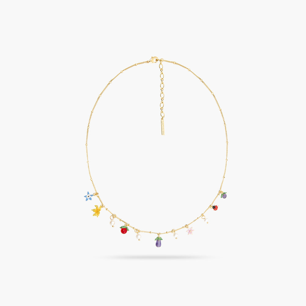 Wonderful Vegetable Garden and Mother-of-Pearl Charm Necklace