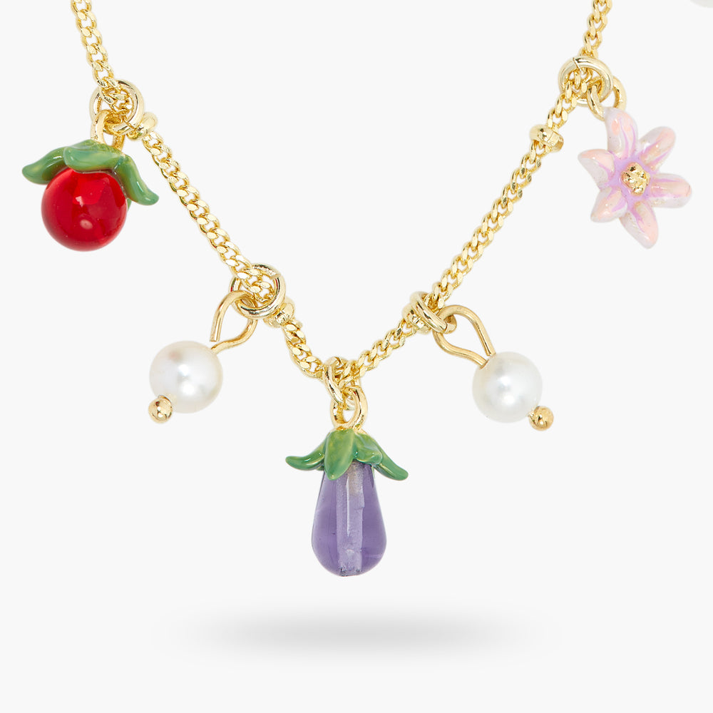 Wonderful Vegetable Garden and Mother-of-Pearl Charm Necklace