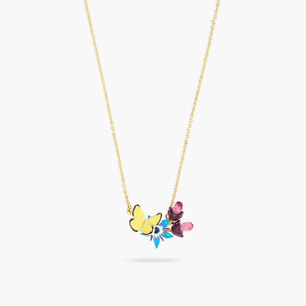 
            
                Load image into Gallery viewer, Blue Flower and Yellow Butterfly Pendant Necklace
            
        