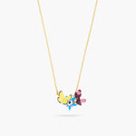 Blue Flower and Yellow Butterfly Pendant Necklace
