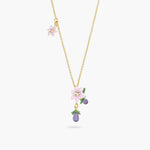 Aubergine and Flower Pendant Necklace