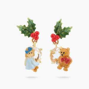 Doll and Teddy Bear Asymmetrical Post Earrings