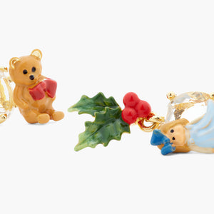 Doll and Teddy Bear Asymmetrical Post Earrings