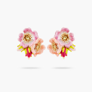 Wild Rose and Yellow Crystal Clip-on Earrings