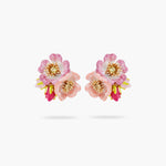 Wild Rose and Yellow Crystal Post Earrings