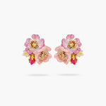 Wild Rose and Yellow Crystal Post Earrings
