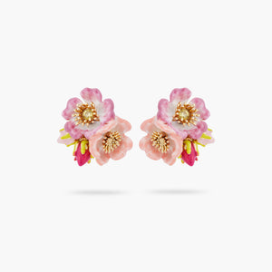 Wild Rose and Yellow Crystal Post Earrings