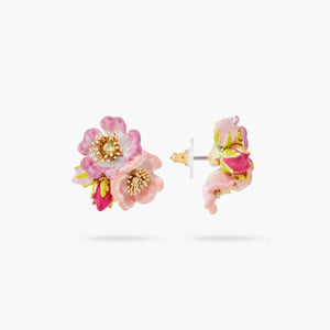 Wild Rose and Yellow Crystal Post Earrings