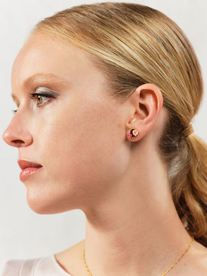 Wild Rose and Garnet Red Stone Post Earrings