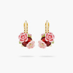 Wild Rose and Garnet Red Stone Sleeper Earrings