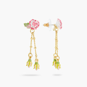 Rose and Rosebud Dangling Post Earrings