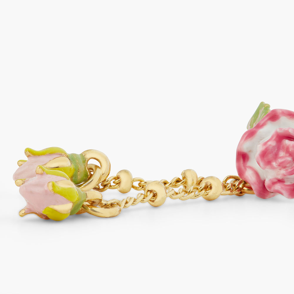
            
                Load image into Gallery viewer, Rose and Rosebud Dangling Post Earrings
            
        