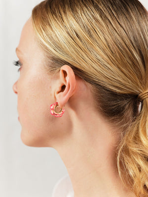 Openwork Wild Rose Petal Post Hoop Earrings