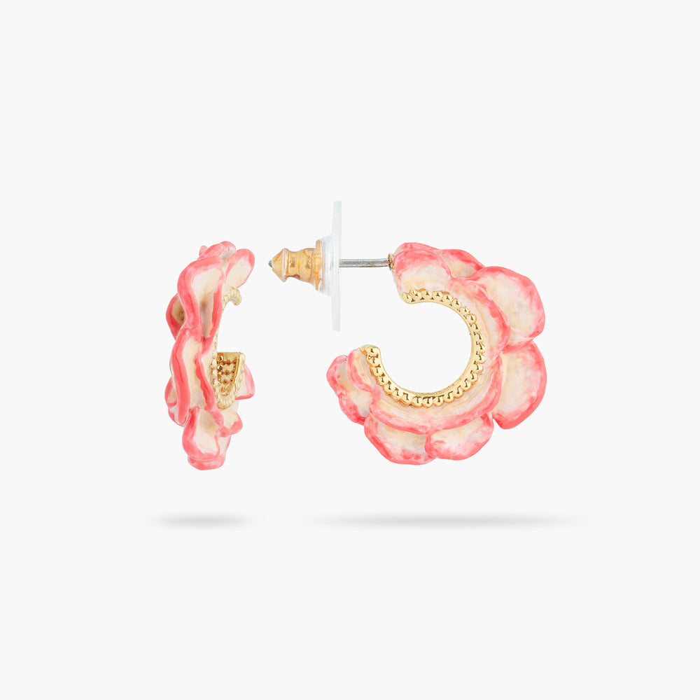 Openwork Wild Rose Petal Post Hoop Earrings