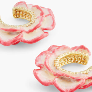 Openwork Wild Rose Petal Post Hoop Earrings