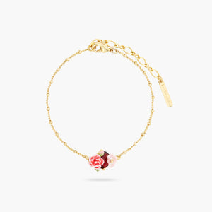 Wild Rose and Red Garnet Stone Thin Bracelet