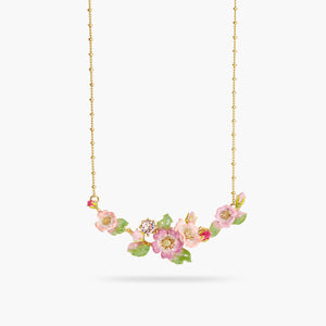 Wild Rose and Rosebush Leaf Statement Necklace