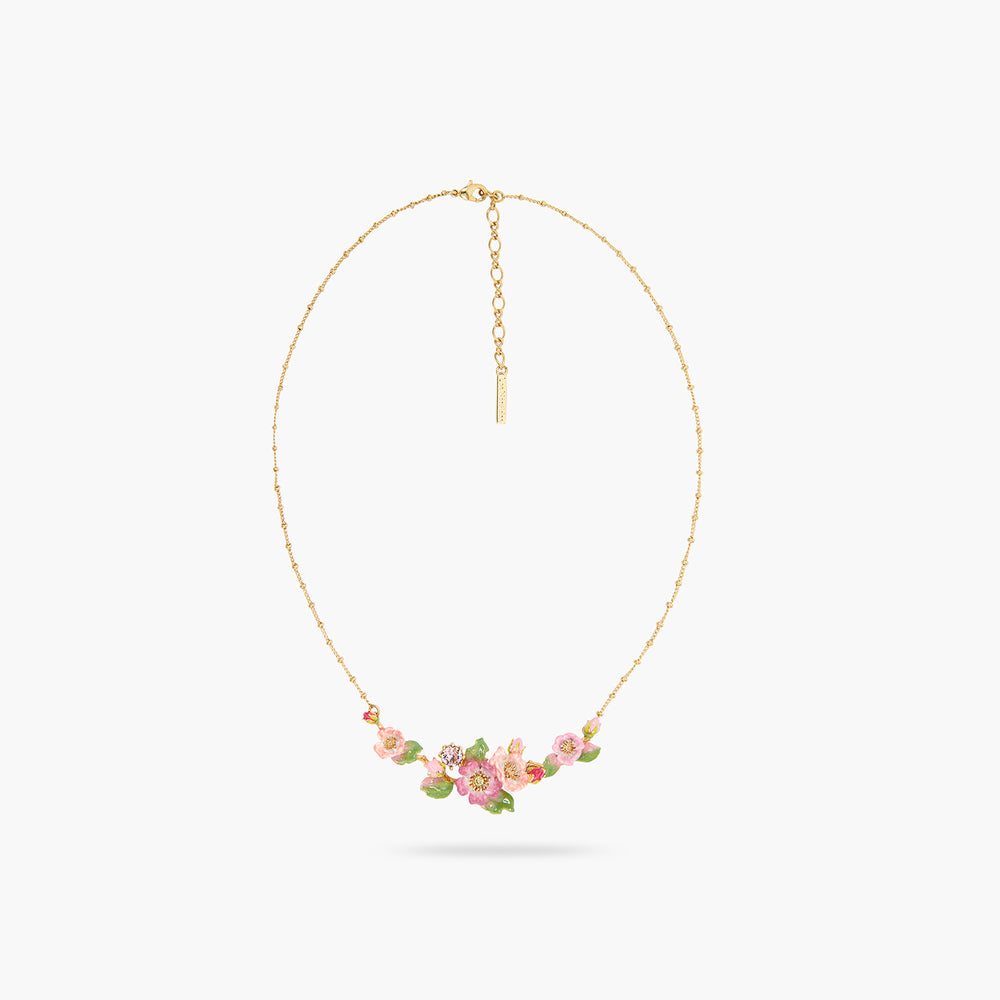 Wild Rose and Rosebush Leaf Statement Necklace
