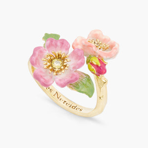 Wild Rose and Yellow Crystal Adjustable Ring