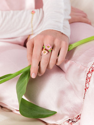 Wild Rose and Yellow Crystal Adjustable Ring