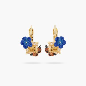 
            
                Load image into Gallery viewer, Blue Flax Flower, Faceted Glass and Butterfly Sleeper Earrings
            
        